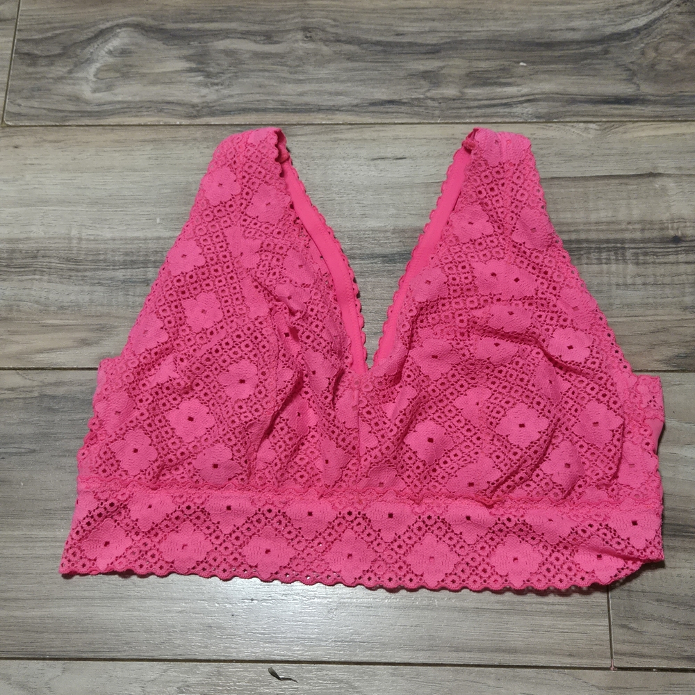 Aerie Bright Pink Lace Bralette